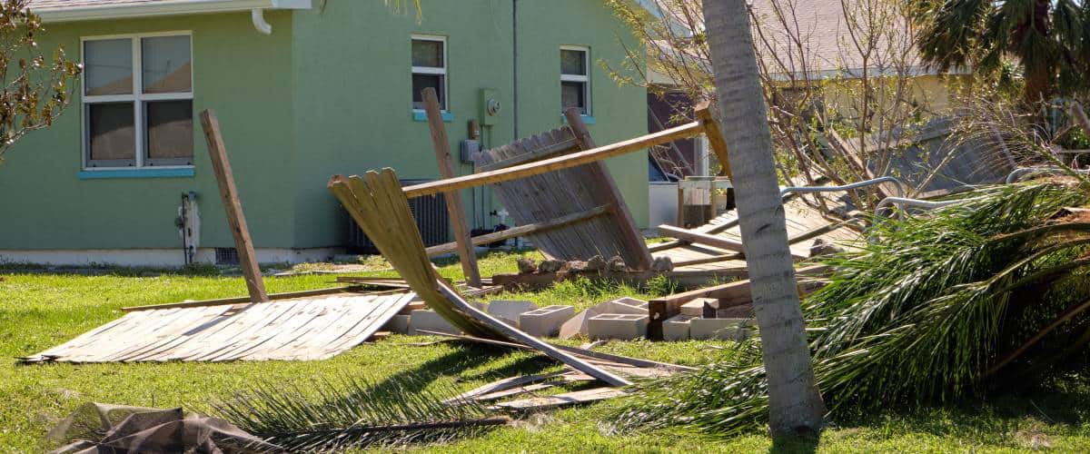 Broken fence from tree fallen